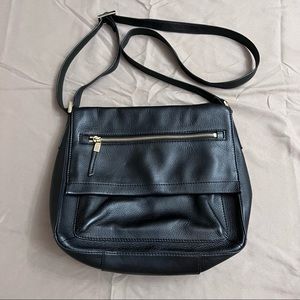 Black M&S Collection genuine leather crossbody purse